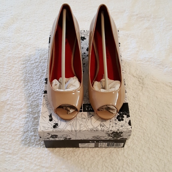 Chinese Laundry Shoes - NWT. CL by Laundry Nude patent wedge peep toe